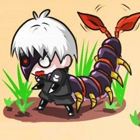 一组金木蜈蚣形态的Q版头像。萌死了！！！[可怜]突然就不害怕蜈蚣了有木有！！[哈哈]