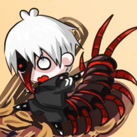 一组金木蜈蚣形态的Q版头像。萌死了！！！[可怜]突然就不害怕蜈蚣了有木有！！[哈哈]