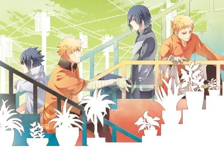 鸣人和佐助的羁绊系列插画，侥幸汇成河[嘻嘻]