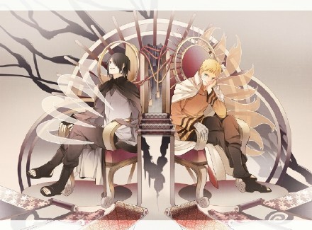 鸣人和佐助的羁绊系列插画，侥幸汇成河[嘻嘻]