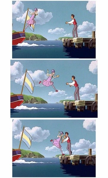 姐妹儿你怎么可能跳的过去，船还往反方向开，你起跳时相对于码头的速度很低的。。。。。只能说是爱情的力量吗[吃惊]