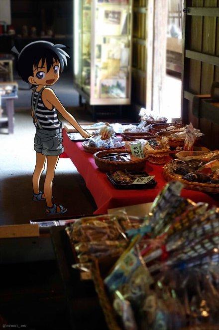 画师ねむい 绘制的“带着柯南去旅行”系列又更新了，真是太可爱了[可怜]！#二次元三次元#