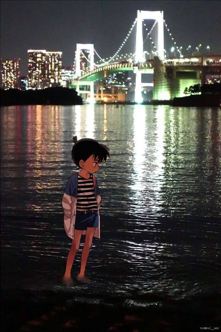 画师ねむい 绘制的“带着柯南去旅行”系列又更新了，真是太可爱了[可怜]！#二次元三次元#