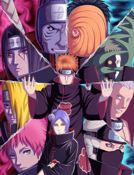 渐渐的#晓#组织的人已经一个个离我们而去了，一开始看的时候并不是那么在意，总觉得作为一个反派组织最后肯定没有好结果，可现在，当我们回忆起晓组织时，却会有另一种感受，他们每一个人都有自己存在的理由，每一个人都有一段让人感动的故事。