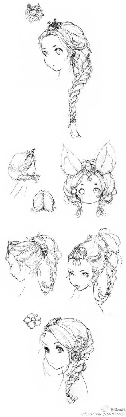 动漫#教学#篇
动漫中那些萌妹子的发型画法，根据不同角色的人物性格体型等，来设计妹子的发型很有创意，值得学习借鉴