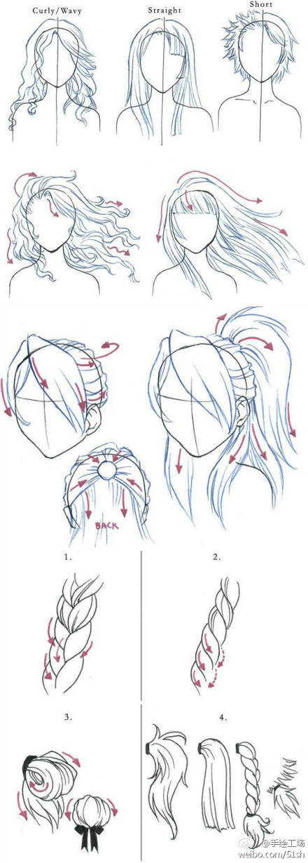 动漫#教学#篇
动漫中那些萌妹子的发型画法，根据不同角色的人物性格体型等，来设计妹子的发型很有创意，值得学习借鉴