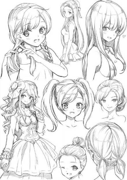 动漫#教学#篇
动漫中那些萌妹子的发型画法，根据不同角色的人物性格体型等，来设计妹子的发型很有创意，值得学习借鉴