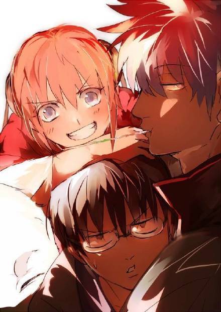 银魂万事屋三人行#同人#美图，暖暖的画风[嘻嘻]