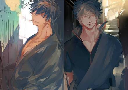 银魂万事屋三人行#同人#美图，暖暖的画风[嘻嘻]