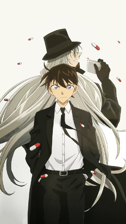 柯南最新壁纸一张，新一vs琴酒[嘻嘻]