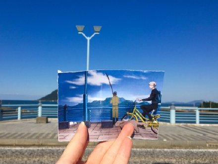 #二次元三次元#这次是冰上的尤里，是制作人员偷懒呢，还是日本的风景实在太美了，超出了制作人员的想象力[思考]