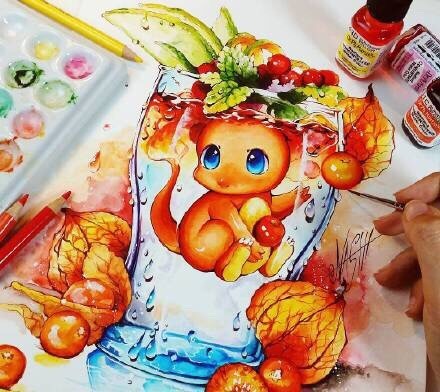 来自德国的作品，脑洞不可谓不大，萌萌哒的神奇宝贝装进了饮料里[嘻嘻]