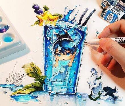 来自德国的作品，脑洞不可谓不大，萌萌哒的神奇宝贝装进了饮料里[嘻嘻]