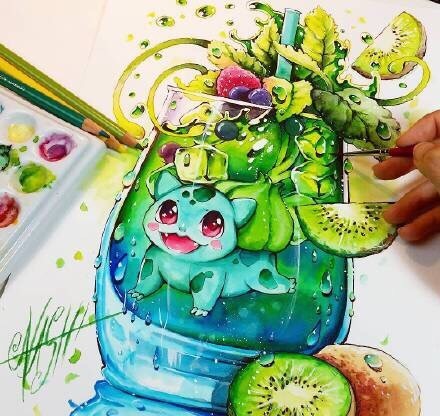 来自德国的作品，脑洞不可谓不大，萌萌哒的神奇宝贝装进了饮料里[嘻嘻]