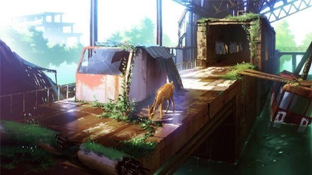 场景插画，有种异世界的感觉，非常喜欢这个feel[嘻嘻]