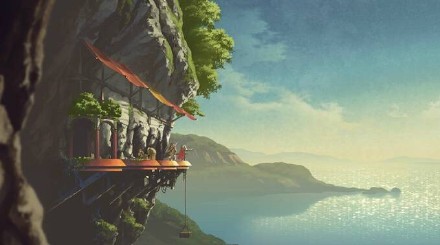 场景插画，有种异世界的感觉，非常喜欢这个feel[嘻嘻]