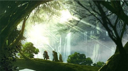 场景插画，有种异世界的感觉，非常喜欢这个feel[嘻嘻]