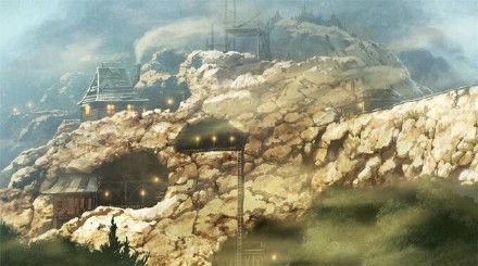 场景插画，有种异世界的感觉，非常喜欢这个feel[嘻嘻]