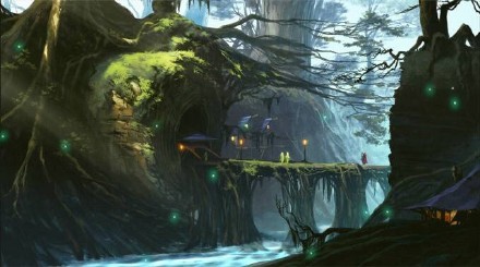 场景插画，有种异世界的感觉，非常喜欢这个feel[嘻嘻]