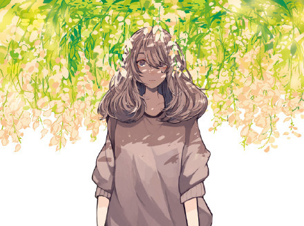 画师笔下的#美少女#，阳光的恬静的