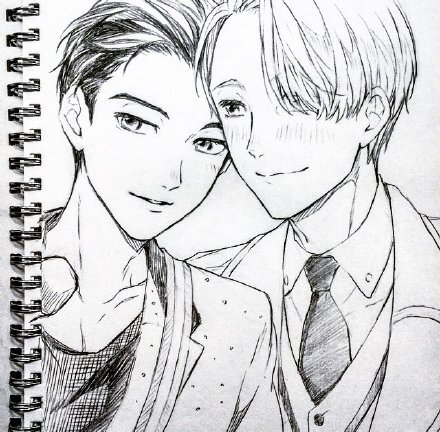 冰上的尤里勇维手绘，超带感[嘻嘻]