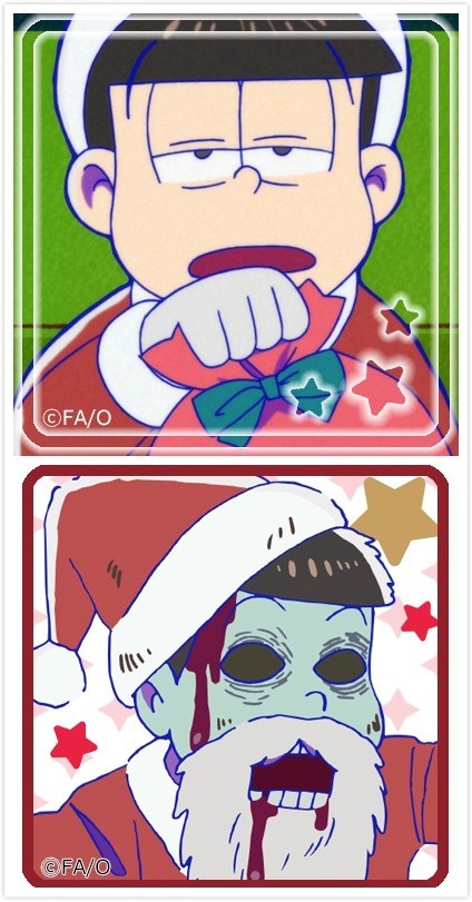 一组阿松圣诞纪念头像，包含丧尸版哟[嘻嘻]