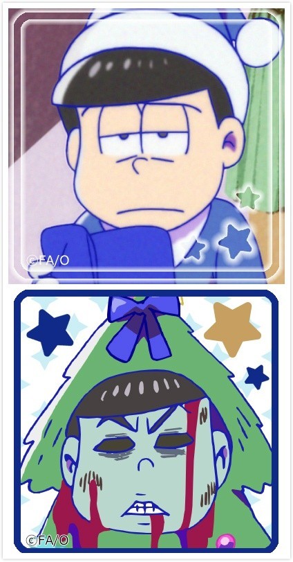 一组阿松圣诞纪念头像，包含丧尸版哟[嘻嘻]