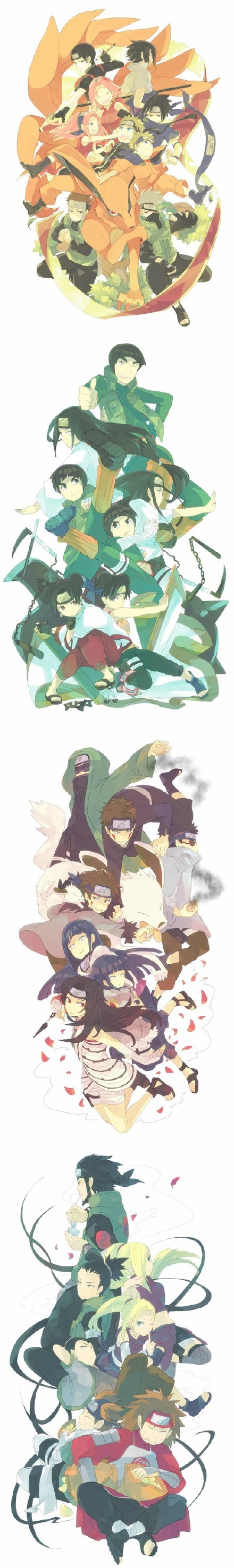 火影同人美图，超赞的画风和创意[嘻嘻]
#第七班#，第三班，第十班，第八班[男神]
看来还是七班人员结构比较复杂呀[思考]