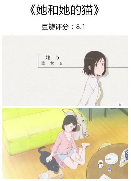 #补番#【新海诚高分动漫电影】文艺，清新，虐心，如果你很久没有感动了，可以来试试[悲伤]
星之声 8.4
她和她的猫 8.1
言叶之庭 8.2
秒速五厘米 8.4
十字路口 8.1
某人的目光 8.3
追逐繁星的孩子 7.3
云的彼端 约定的地方 7.9
你的名字 8.6