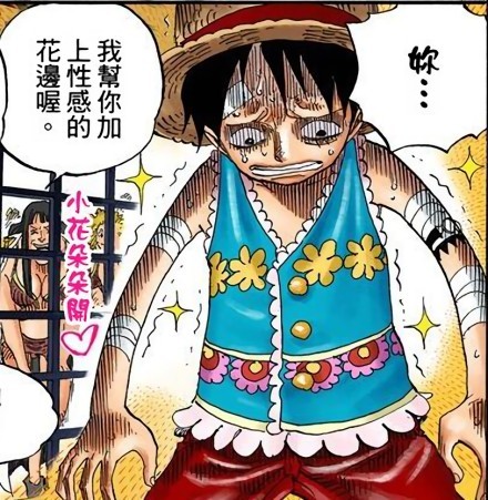 我帮你加上性感的花边哦！
路飞：[吃惊]