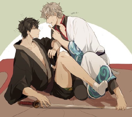 银魂同人美图，银时和土方浓浓的腐味透屏而出[害羞]