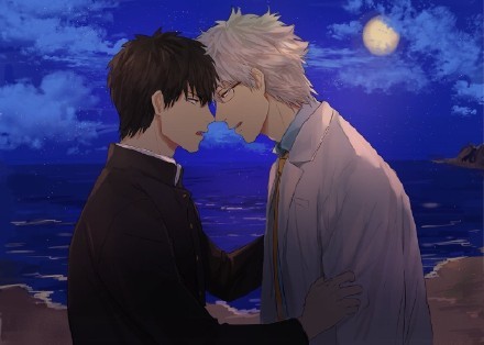 银魂同人美图，银时和土方浓浓的腐味透屏而出[害羞]