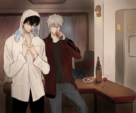 银魂同人美图，银时和土方浓浓的腐味透屏而出[害羞]