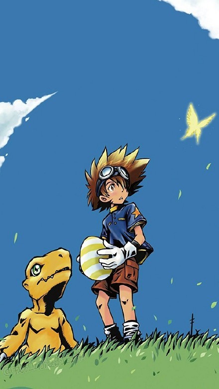 纪念和田光司，数码宝贝特别专辑封面大图公开，分别使用原版人设和 Tri. 的人设。
亚古兽和太一看着的方向有一只美丽的蝴蝶[痛哭]一定是光叔变的，而且被召唤到了数码宝贝的世界。[悲伤]