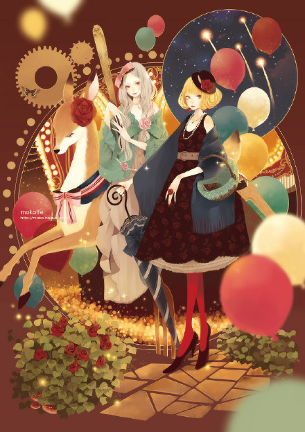 色彩绚烂小资风的#美少女#[嘻嘻]