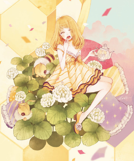 色彩绚烂小资风的#美少女#[嘻嘻]