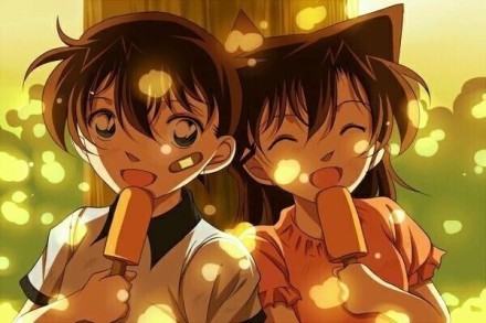 柯南和小兰，甜甜的时光，情人节快乐[害羞]