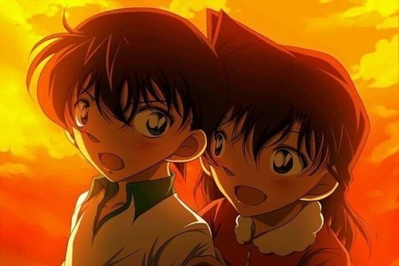 柯南和小兰，甜甜的时光，情人节快乐[害羞]