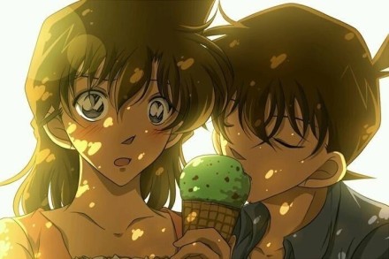 柯南和小兰，甜甜的时光，情人节快乐[害羞]