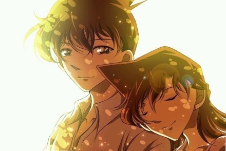 柯南和小兰，甜甜的时光，情人节快乐[害羞]