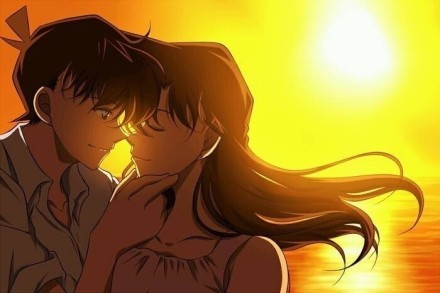 柯南和小兰，甜甜的时光，情人节快乐[害羞]