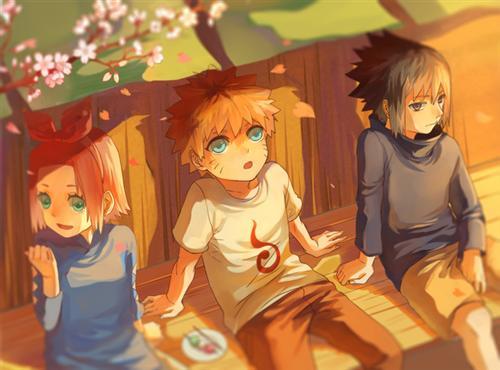 [第七班]暖色系，看着很舒服的夏日午后，是那么的温馨 角色 漩涡鸣人 宇智波佐助 春野樱    bcy.net/illust/detail/4846/133408