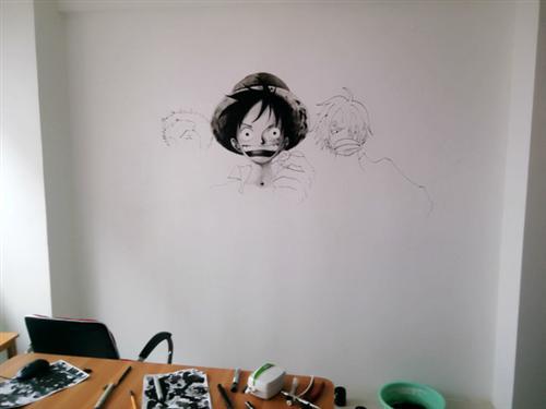 【海贼王墙绘】家里有一面墙是这样会是什么感觉 [嘻嘻][花心]  角色 草帽一伙儿 转自bcy.net/illust/detail/63/51995