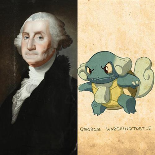 艺术家布兰登顿把神奇宝贝结合一些历任的美国总统特色，形成相当有趣的风格。不得不说很有创意呀！！神奇宝贝世界的总统是不是就长这样呢？[思考]