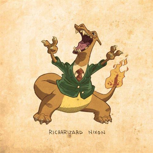 艺术家布兰登顿把神奇宝贝结合一些历任的美国总统特色，形成相当有趣的风格。不得不说很有创意呀！！神奇宝贝世界的总统是不是就长这样呢？[思考]