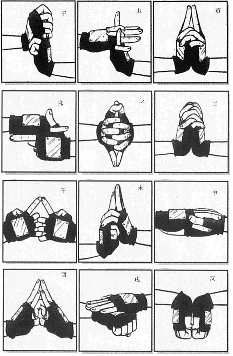 #背景# 印是使用术的其中一项要素，忍者须要结出固定的手势，且顺序正确才能使用特定的术。忍术的基本印有十二种，各以十二地支命名。也存在基本印以外的印，例如影分身之术和身心转换术的印。印一般都是使用双手结印，然而也有单手即可结的印存在。