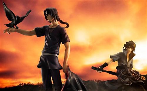 火影忍者宇智波兄弟抵达战场手办，两个人的表情生动，佐助看着鼬的眼神还是充满了崇拜！！！(✿✪‿✪｡)ﾉ