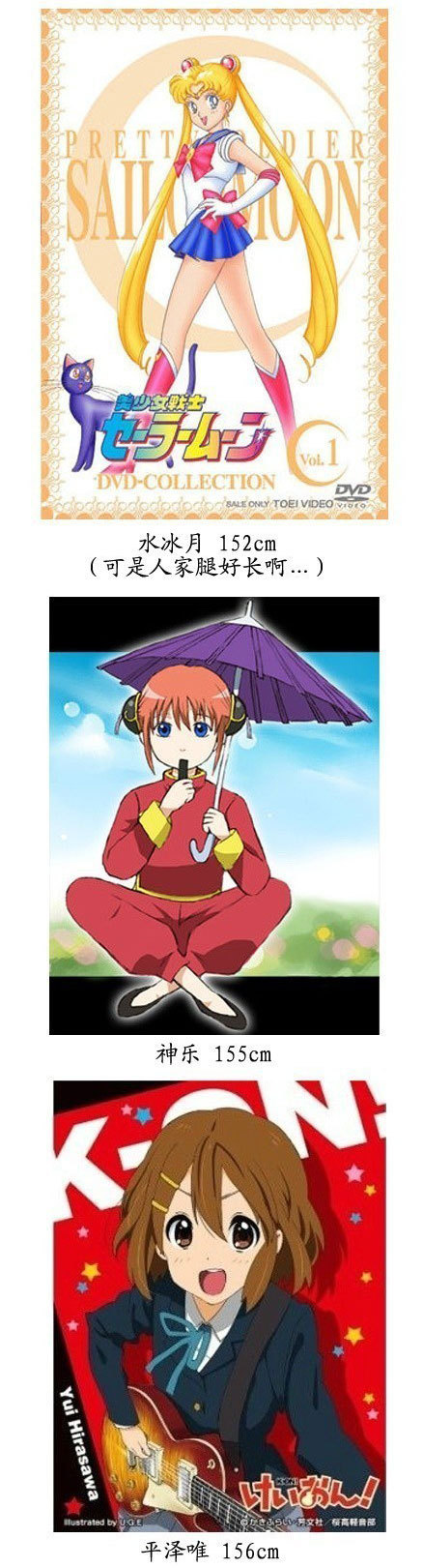 哪个角色才是你的本命?日本动漫人物身高大比拼！！最后总觉得怪怪的[思考]