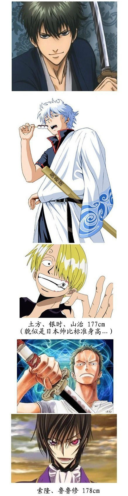 哪个角色才是你的本命?日本动漫人物身高大比拼！！最后总觉得怪怪的[思考]