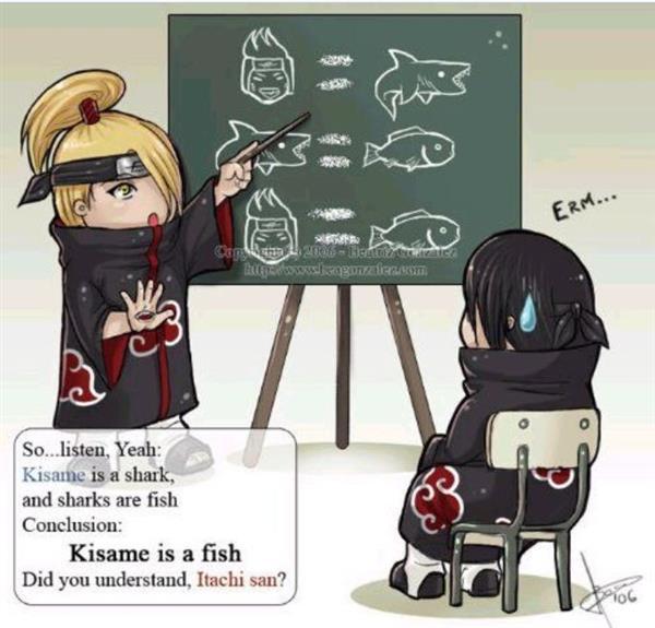 分享图片-鬼鲛就等于鱼，你明白了吗，宇智波鼬桑？[挖鼻屎]